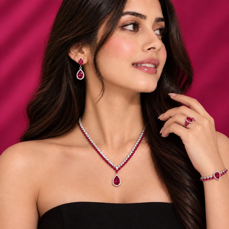 Ruby Elegance Necklace Set